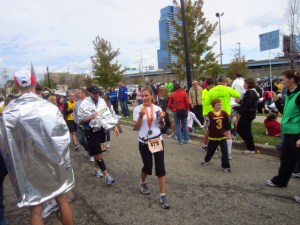 Enjoying the pickles at the finish.