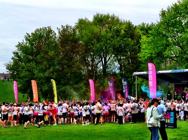 post-race dance party