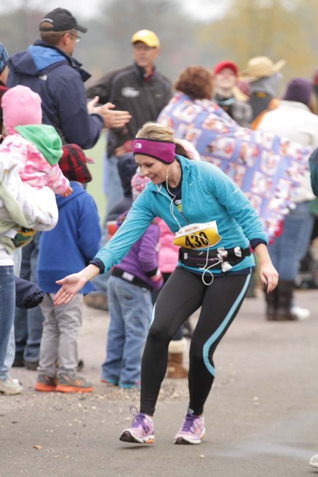 Getting high fives from the kiddos!